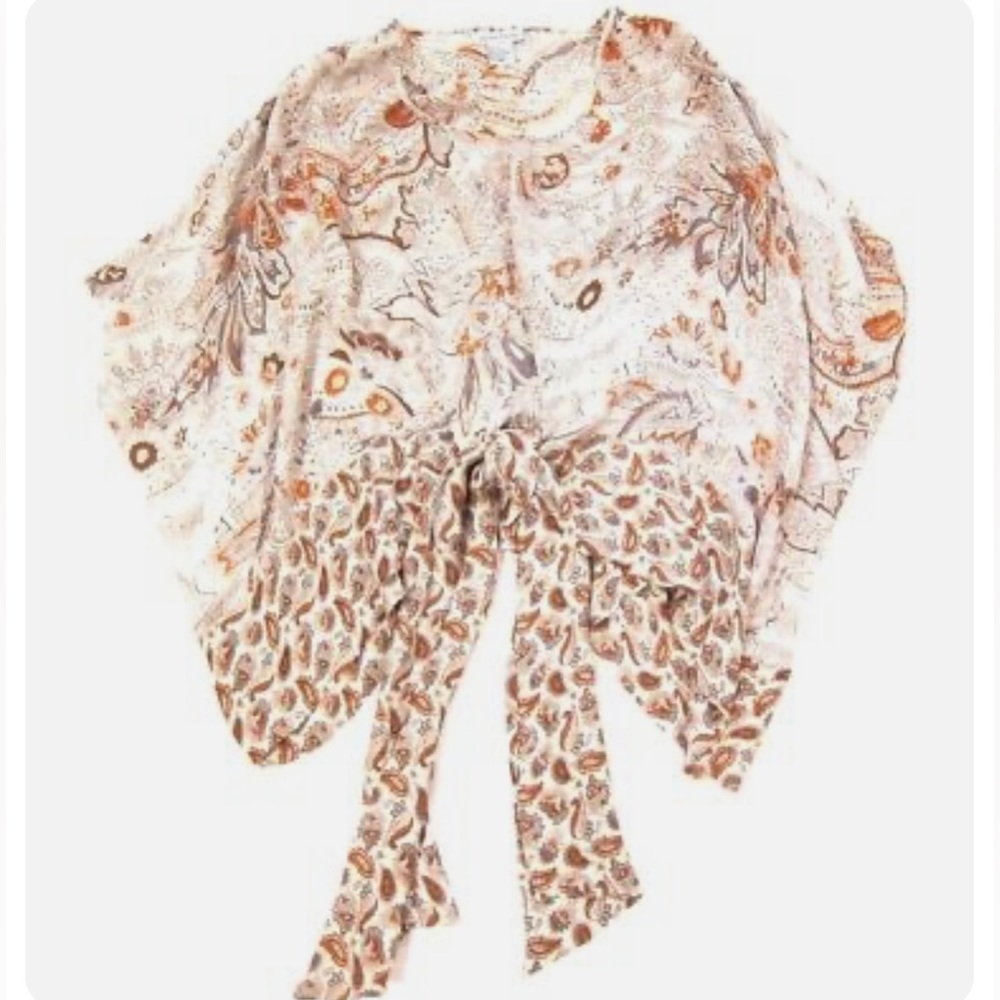 REVOLVE JAMISON Silk Flow Tie Front Top - Printed Floral Paisley
